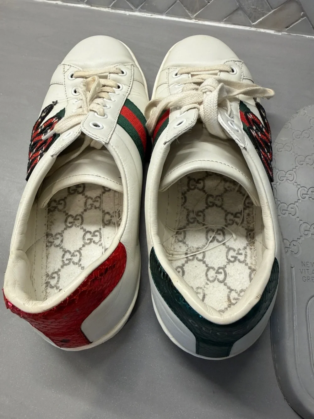 Gucci Leather Ace Snake shoes. Embroidery mens 8.5 - Picture 9 of 12